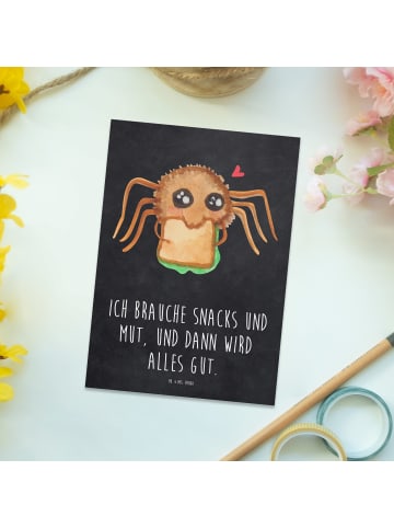 Mr. & Mrs. Panda Postkarte Spinne Agathe Sandwich mit Spruch in Kreidetafel