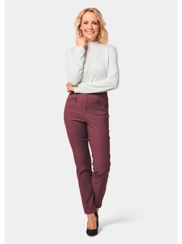 GOLDNER Kurzgröße:  Elegante Stretchhose mit Schlupfbund in bordeaux