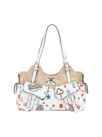 myMo Women Handbag in Beige White