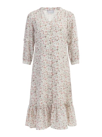 Usha Damen Midikleid Mit Blumenprint in Wollweiss Mehrfarbig
