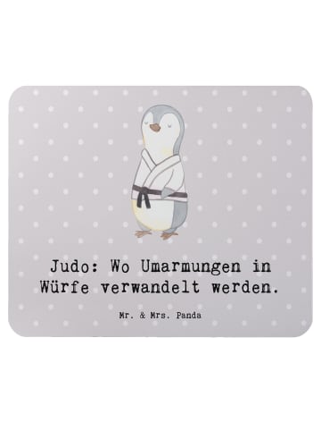 Mr. & Mrs. Panda Mouse Pad Judo Umarmungen mit Spruch in Grau Pastell