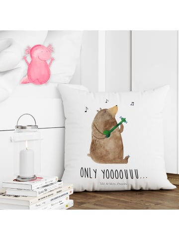 Mr. & Mrs. Panda Kuschelkissen Bär Gitarre mit Spruch in Weiß