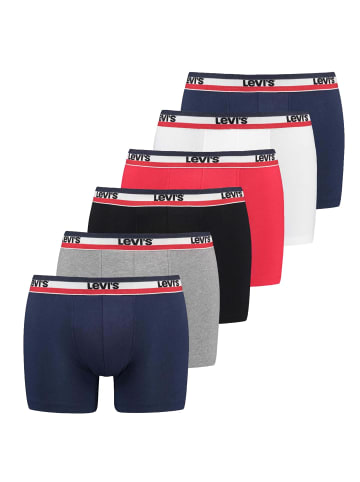 Levi´s Boxershort 6er Pack in Blau/Rot/Grau