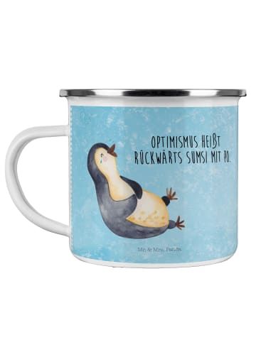 Mr. & Mrs. Panda Emaille Tasse Pinguin Lachen mit Spruch in Eisblau
