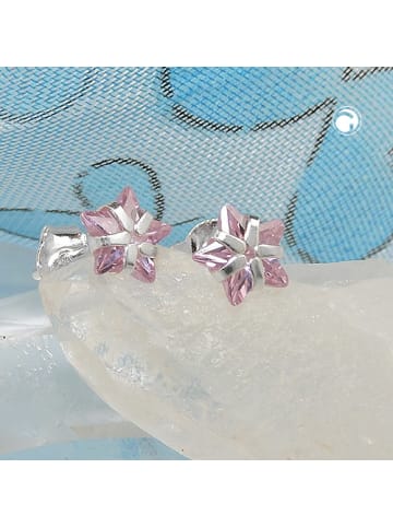 Gallay Ohrstecker Ohrring 6mm Stern Zirkonia rosa Silber 925 in silber