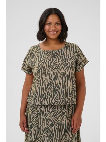 KAFFE curve Bluse kurzarm KCmaren Regular fit in Feather Gray / Black Animal