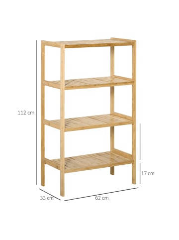 HOMCOM Standregal-62B x 33T x 112H cm-Naturholz