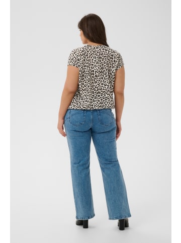 KAFFE curve Bluse kurzarm KCvilana Loose fit in Chalk/Oak/Black Animal