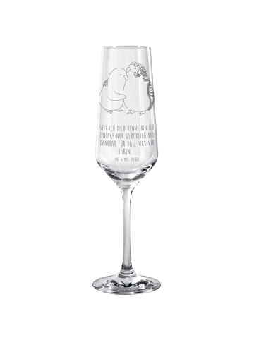 Mr. & Mrs. Panda Champagnerglas Wellensittich Liebe mit Spruch in Transparent