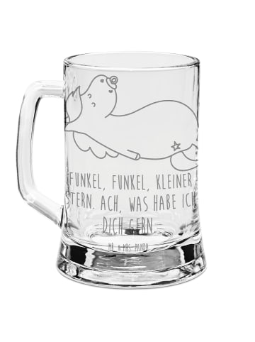 Mr. & Mrs. Panda Gravur Bierkrug Einhorn Schnuller mit Spruch in Transparent