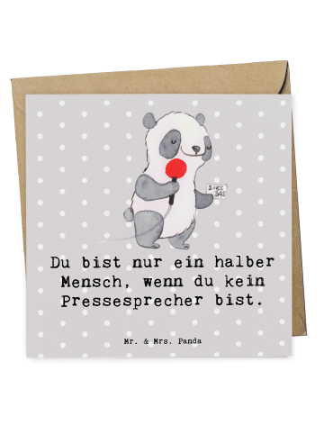 Mr. & Mrs. Panda Deluxe Karte Pressesprecher Herz mit Spruch in Grau Pastell