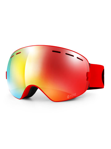 YEAZ XTRM-SUMMIT Ski- Snowboardbrille mit Rahmen rot verspiegelt in rot