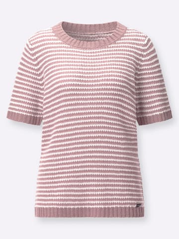 WITT WEIDEN Kurzarmpullover in mauve-ecru-geringelt