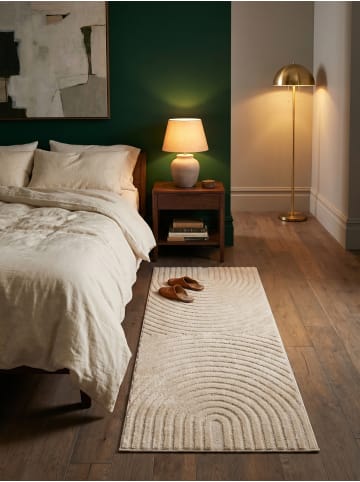 KADIMA DESIGN Hochflorteppich 3D Bögen Boho Waschbar Wohnzimmer in Creme