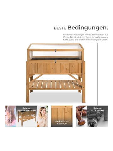tectake Pflanzenkasten mit Ablage und Frühbeet-Aufsatz 119x57x124cm