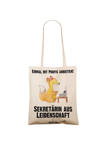 Mr. & Mrs. Panda Tote Bag Sekretärin Leidenschaft mit Spruch in Creme