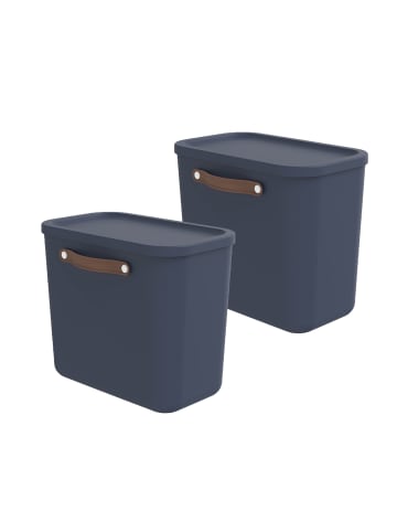 Rotho 2er-Set Kiste mit Deckel Maloja 25l in Midnight blau