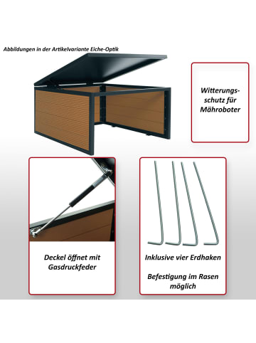 MCW Mähroboter-Garage mit Deckel L45, Eiche-Optik