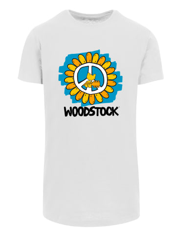 F4NT4STIC Long Cut T-Shirt Woodstock Artwork Flower Peace in weiß
