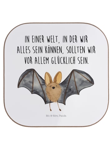 Mr. & Mrs. Panda Holzuntersetzer Fledermaus Flügel mit Spruch in Weiß