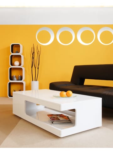 SalesFever Couchtisch 120x60 cm modern mit Cut-Outs und Ablagefach MDF Hochglanz in Weiß