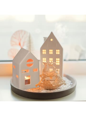 relaxdays Teelichthaus in Weiß - (B)7 x (H)12,5 x (T)6 cm