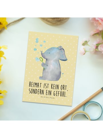 Mr. & Mrs. Panda Grußkarte Elefant Seifenblasen mit Spruch in Gelb Pastell