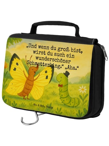 Mr. & Mrs. Panda Kulturbeutel Raupe Schmetterling Design mit Spruch in Weiß