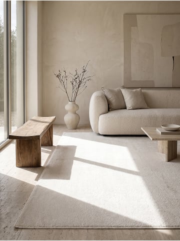 KADIMA DESIGN Teppich Hochflor, 17 mm Gesamthöhe und rutschhemmende Rückseite in Creme
