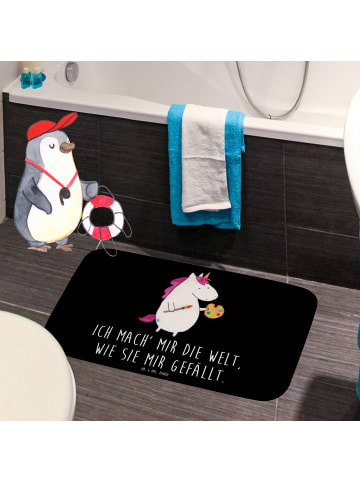 Mr. & Mrs. Panda Badteppich Einhorn Künstler mit Spruch in Schwarz