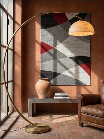 KADIMA DESIGN Kurzflorteppich Abstrakt pflegeleicht Wohnzimmer Schlafzimmer Modern in Rot-Grau