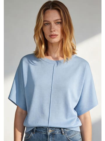 More & More zeitlos schöner Basic-Kurzarmpullover in cashmere blue