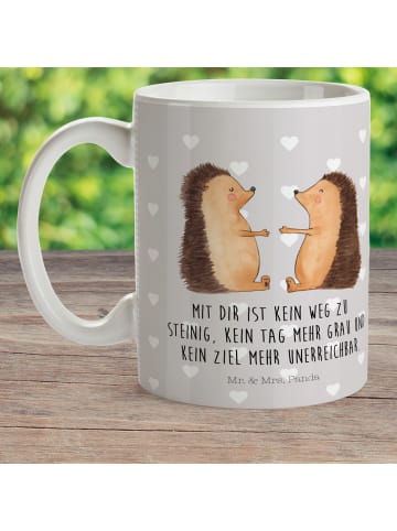 Mr. & Mrs. Panda Pott Igel Liebe mit Spruch in Grau Pastell