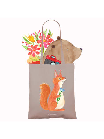 Mr. & Mrs. Panda Einkaufstasche Eichhörnchen Blume ohne Spruch in Braun Pastell