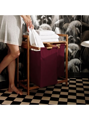 Lumaland Wäschekorb Bambus 73x64x33cm dunkelrot 2 Wäschesäcke rot