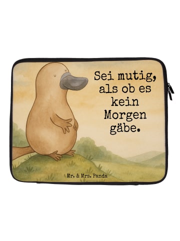 Mr. & Mrs. Panda Laptop Hülle Schnabeltier Mut Design mit Spruch in Weiß