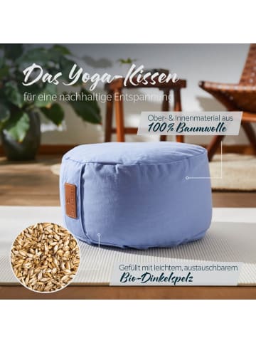 DoYourFitness Yoga-Kissen Vishnu gefüllt Dinkelspelz hellblau rund Blau