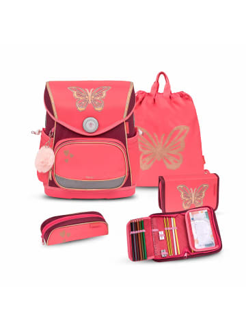 Belmil Rucksack Compact Plus Premium Schulranzen Set 4-t. Coral Federtasche 7 Jahre