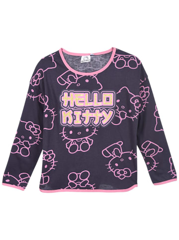 Hello Kitty Langarmshirt Hello Kitty mit Glitzer in Dunkelgrau