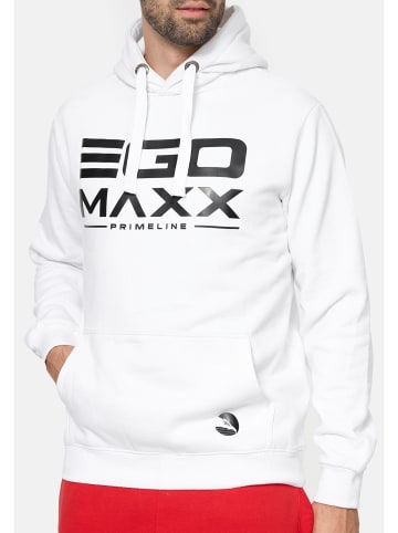 EGOMAXX Kapuzenpullover Hoodie EGO Sweater Sweatjacke Design in Weiß