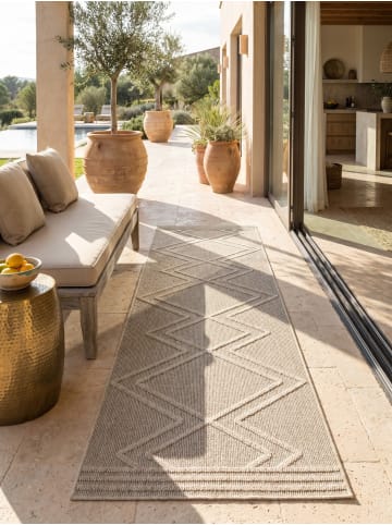 KADIMA DESIGN Teppich Outdoor Waschbar Boho IMST Strapazierfähig OEKO-TEX Balkon in Beige