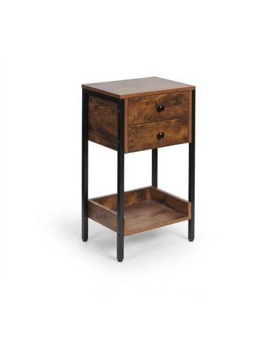 relaxdays Beistelltisch "2 Schubladen" in Braun/ Schwarz - (B)38 x (H)69,5 x (T)28 cm