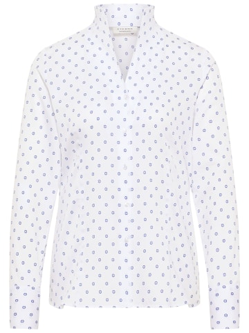 Eterna Langarmbluse mit Kelchkragen und Minimal Graphic Print in Weiß