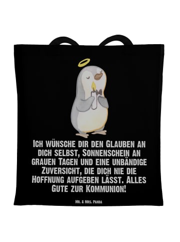 Mr. & Mrs. Panda Tasche Pinguin Kommunion mit Spruch in Schwarz