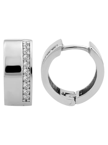 Adeliás Damen Ohrringe – Klappcreole aus 925 Silber mit Zirkonia in silber
