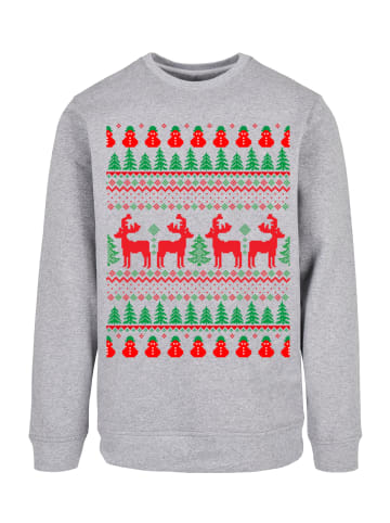 F4NT4STIC Sweatshirt Christmas Reindeers Weihnachten Muster in grau meliert