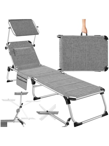 tectake klappbare Aluminium Sonnenliege, 220 x 60,5 x 34 cm, mit Seitentasche