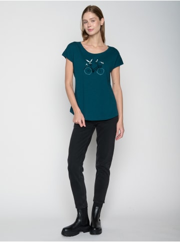 GreenBomb T-Shirt Bike Seagulls in Petrol Green