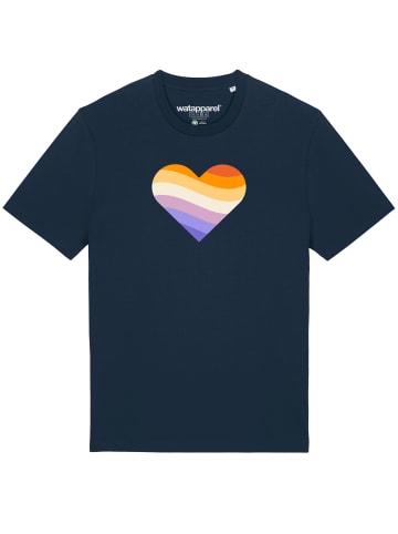 wat? Apparel T-Shirt Rainbow Heart in Dunkelblau