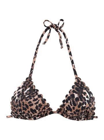 LASCANA Triangel-Bikini-Top in braun-bedruckt